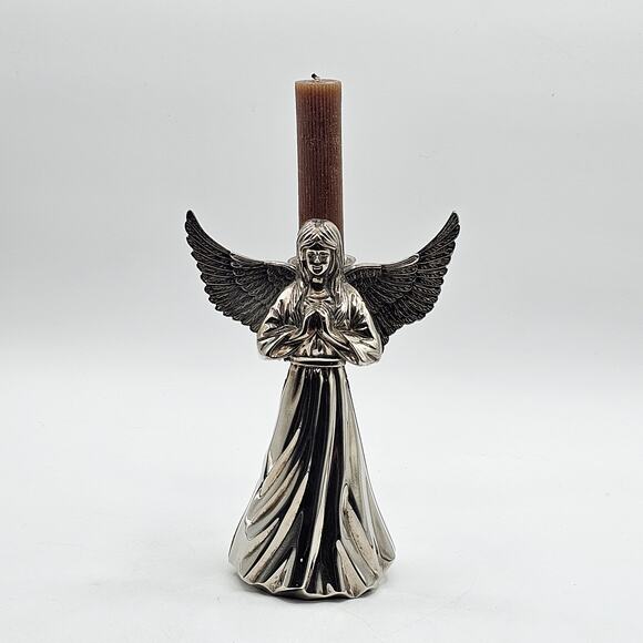 International Silver Company Angel Candle Holder Statue Silver Plated Figurine - Picture 3 of 7